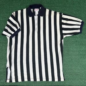 Vintage Rawlings Referee Jersey 60s 70s Black White Striped Quarter Zip Shirt L